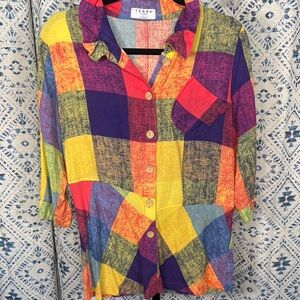 Multicolor Plaid Women's Top TERRA size S